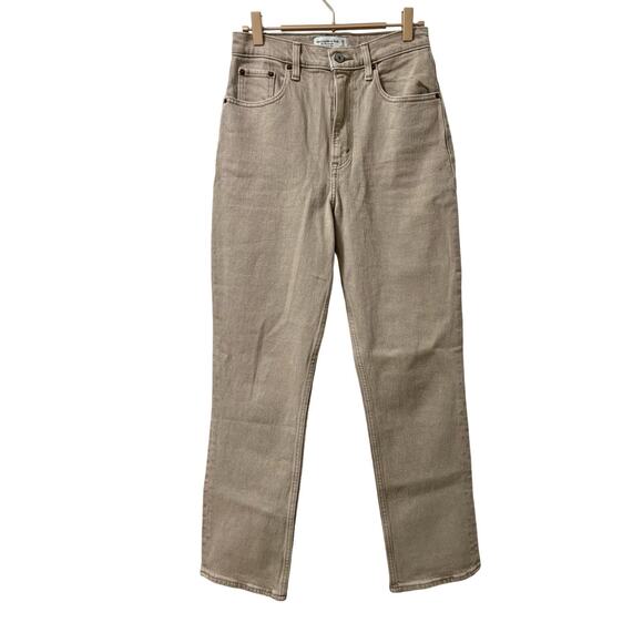 Abercrombie & Fitch Womens 90s Straight Ultra High Rise Jeans Size 26 Tan Preppy - Picture 1 of 8